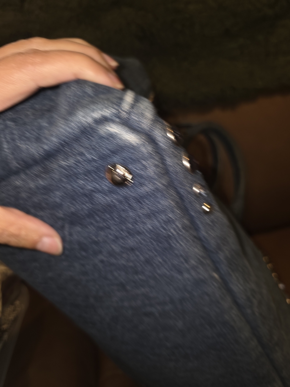 Prada Canapa Blue Studded Denim Tote - Picture 7 of 11